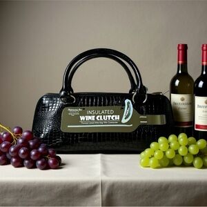 Insulated Black Wine Clutch New with Tags and free bottle opener